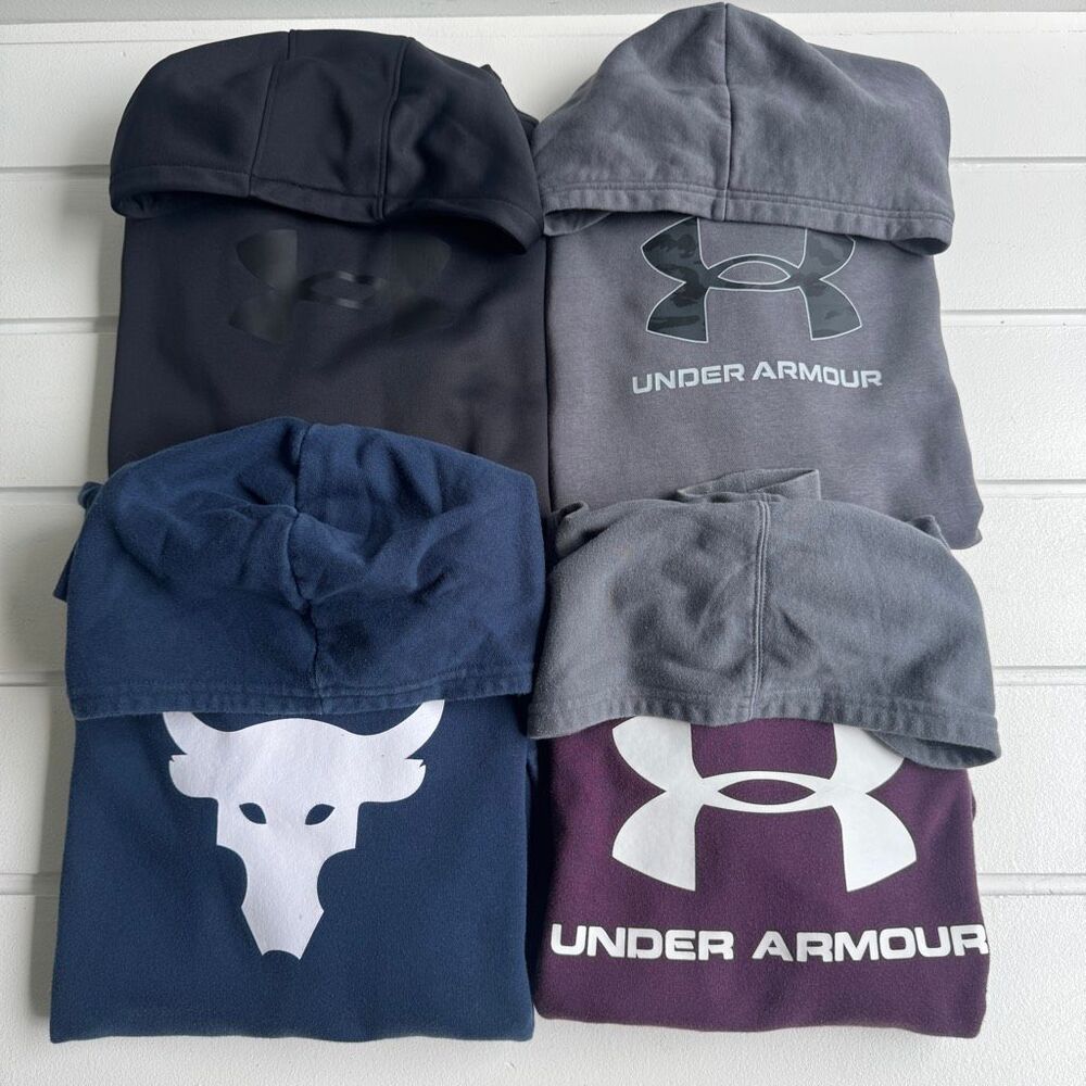 Under Armour Boys Hoodie Lot of 4 Size Youth XL Black, Grey, Navy, and Maroon